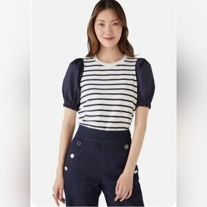 Kate Spade | Striped Puff Sleeve Knit Top